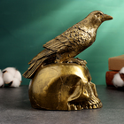 Фигура "Ворон на черепе" старое золото, 16х10см - фото 11184886