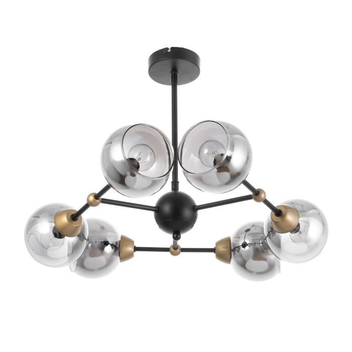 Люстра «Атом», 6×60 Вт Е27, черный - Фото 1