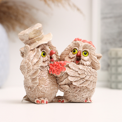 Фигурка гипс «Совы молодожены», 12×10×6 см