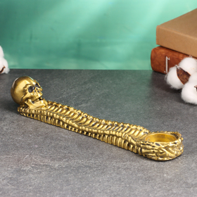 Подставка для благовоний - подсвечник "Череп" старое золото, 25х4см