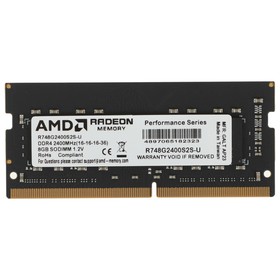 Модуль памяти DDR4 8Gb 2400MHz R748G2400S2S-U Radeon R7 RTL PC4-19200 CL16 SO-DIMM 260-pin 1.2В