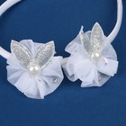 Ободок для волос «Школьница», ушки бусинки, d=5 см, 1 см, белый - Фото 3