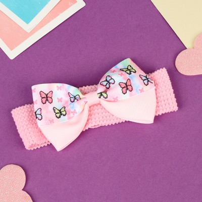 Повязка для волос «Выбражулька», бабочки классик, 16×3 см, розовая