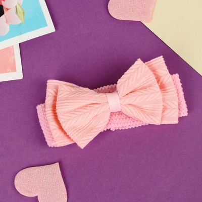 Повязка для волос «Выбражулька», бант узор, 16×3 см, розовая