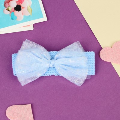 Повязка для волос «Выбражулька», прозрачный бант звёзды, 16×3 см, голубая