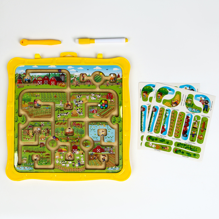 Игровой набор лабиринт «Ферма», маркерная доска, 2×26×27.5 см - Фото 1