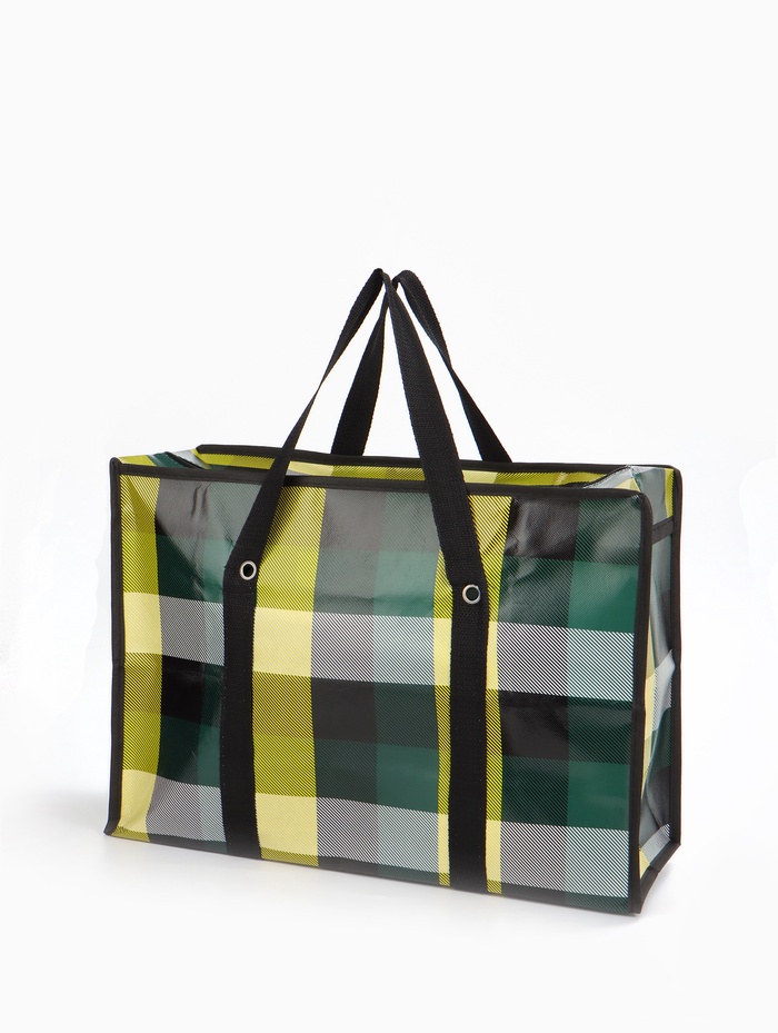 Сумка хозяйственная на молнии, 35 л, 50×20×35 см, чёрная/жёлтая - Фото 1