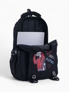 Рюкзак школьный на молнии, с карманами, принтом, размер 28×11×41 см, чёрный/красный - фото 49340509