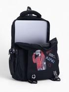 Рюкзак школьный на молнии, с карманами, принтом, размер 28×11×41 см, чёрный/красный - фото 49340510