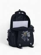 Рюкзак школьный на молнии, с карманами, принтом, размер 28×11×41 см, чёрный/серый 10189032