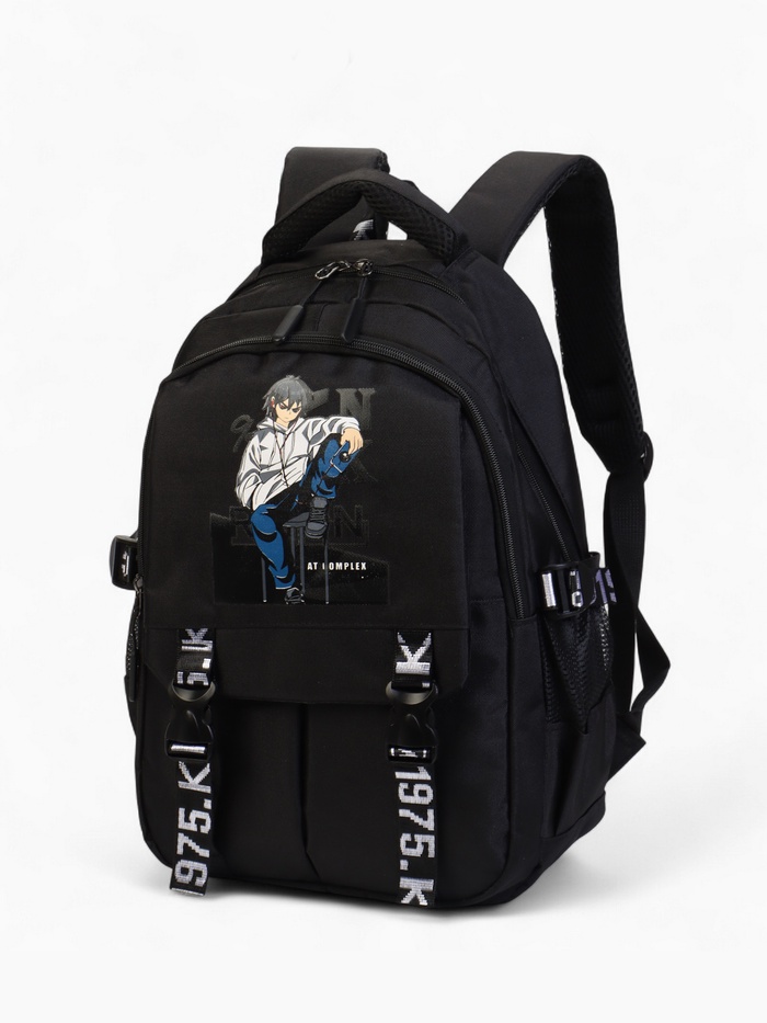 Рюкзак школьный Idea на молнии, с карманами, с принтом «Меломан», чёрный