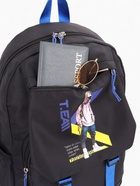 Рюкзак школьный на молнии, с карманами, с принтом, размер 30×12.5×44 см, чёрный/жёлтый 10189277