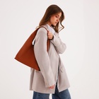 Сумка женская на кнопке, косметичка, цвет рыжий - фото 43294248