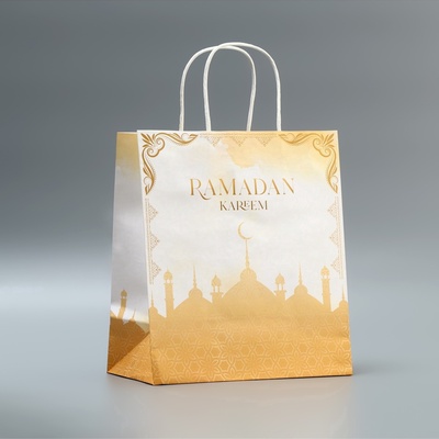 Пакет подарочный крафтовый «Рамадан», Ramadan kareem, 22×25×12 см
