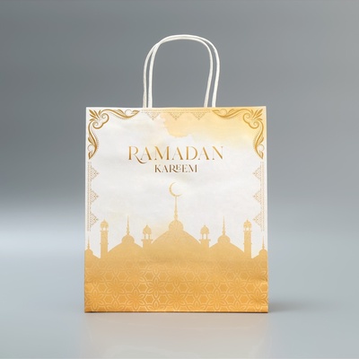 Пакет подарочный крафтовый «Рамадан», Ramadan kareem, 22×25×12 см