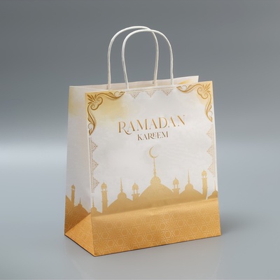 Пакет подарочный крафтовый «Рамадан», Ramadan kareem, 22×25×12 см