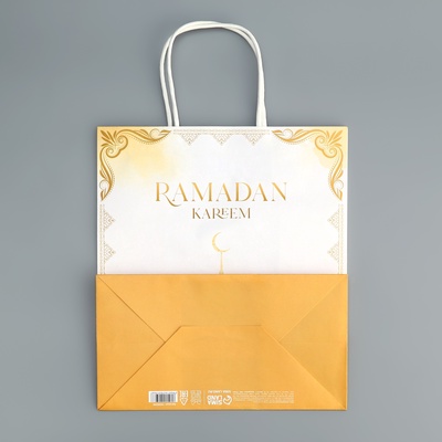 Пакет подарочный крафтовый «Рамадан», Ramadan kareem, 22×25×12 см