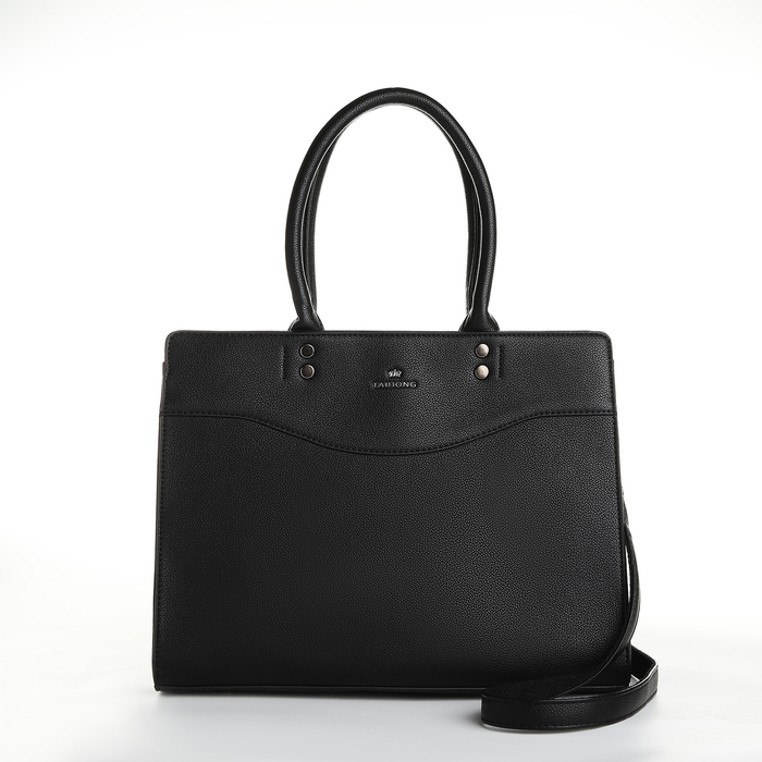 Сумка женская тоут на молнии, 33×12×25 см, однотонная, чёрная - Фото 1