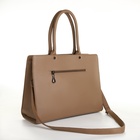 Сумка женская тоут на молнии, 33×12×25 см, однотонная, бежевая - Фото 4