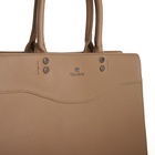 Сумка женская тоут на молнии, 33×12×25 см, однотонная, бежевая - Фото 6