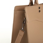 Сумка женская тоут на молнии, 33×12×25 см, однотонная, бежевая - Фото 7