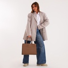 Сумка женская тоут на молнии, 33×12×25 см, однотонная, бежевая - Фото 2