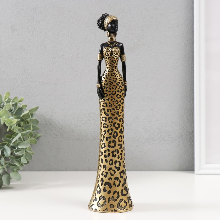 Сувенир полистоун "Африканка в платье с расцветкой ягуара" 6,9х6,3х29,3 см - Фото 1