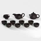 Набор для чайной церемонии керамический «Глина», 11 предметов: 8 пиал 50 мл, чайник, молочник, ступка, цвет коричневый - фото 5665001