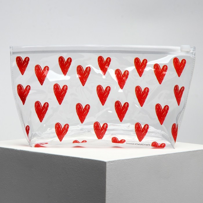 Косметичка из прозрачного PVC «Сердечки» с застёжкой зип-лок - Фото 1