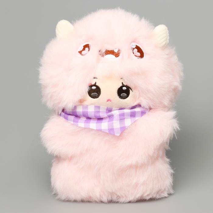 Мягкая игрушка "Кукла" в костюме монстрика, 22 см, цвет розовый