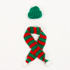 Вязанные шапка и шарфик для игрушек «Снежный день» - фото 20503418
