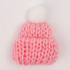 Вязанные шапка и шарфик для игрушек, цвет розовый - фото 9212915
