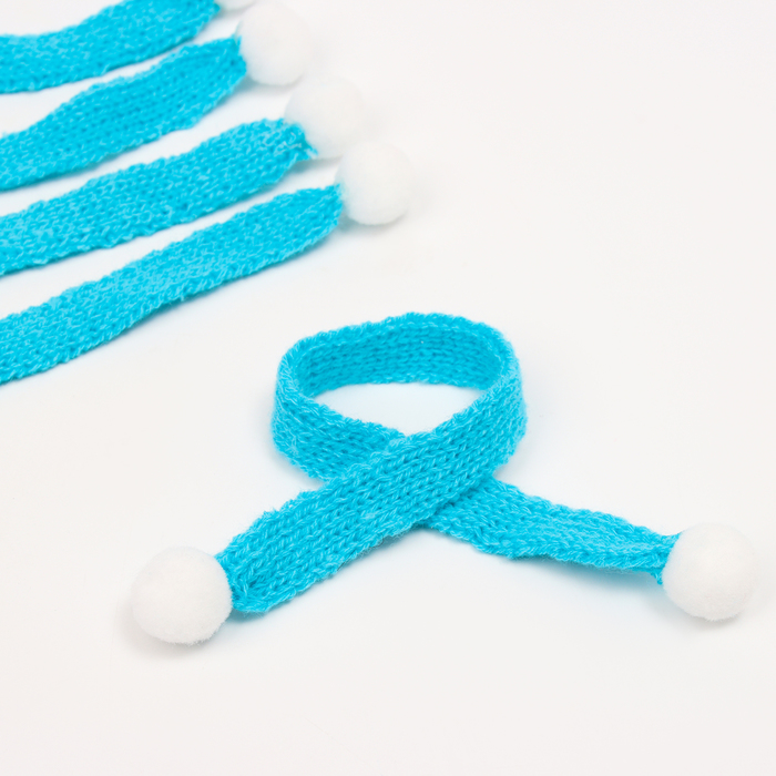 Шарфик для игрушек вязанный, набор 5 шт., размер 1 шт. — 27 × 2 см, цвет голубой - Фото 1