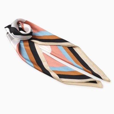 Платок женский в полоску MINAKU, размер 70×70 см, серый, бежевый