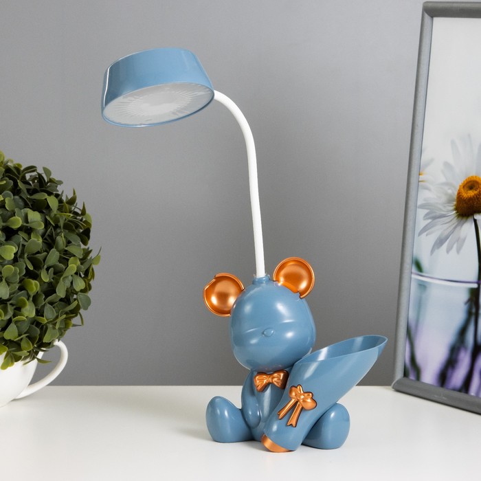Настольная лампа с точилкой &quot;Мишка&quot; LED 2Вт 3000К USB АКБ синий 15х14х30 см