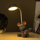Настольная лампа с точилкой "Мишка" LED 2Вт 3000К USB АКБ синий 15х14х30 см - Фото 3