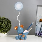 Настольная лампа с точилкой "Мишка" LED 2Вт 3000К USB АКБ синий 15х14х30 см - Фото 4