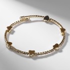 Браслет со стразами «Ноэль» сердечки, цвет белый в золоте - Фото 2