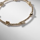 Браслет со стразами «Ноэль» сердечки, цвет белый в золоте - Фото 3