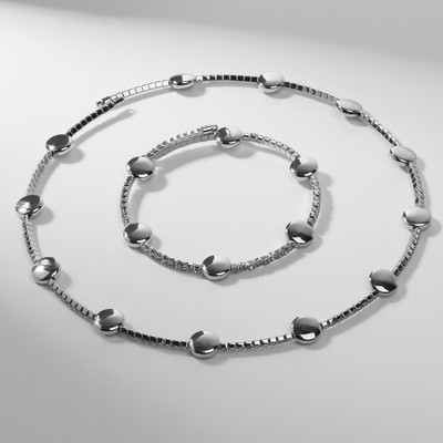 Набор 2 предмета« колье, браслет »Ноэль диски, цвет белый в серебре