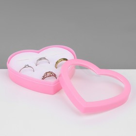 Органайзер для украшений "Шкатулка сердце" 12 мест, пластик, 8,5*8,5*2,5 см, цвет розовый