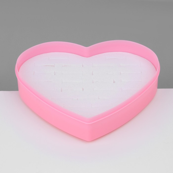 Органайзер для украшений "Шкатулка сердце" 24 места, пластик, 12*9,5*3 см, цвет розовый