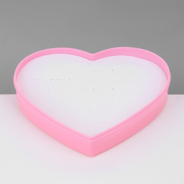 Органайзер для украшений "Шкатулка сердце" 36 мест, пластик, 14*15,5*2 см, цвет розовый
