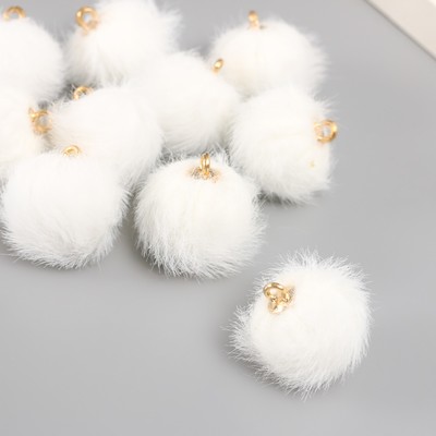 Декор для творчества искусственный мех "Шарик" белый набор 10 шт, d=2 см