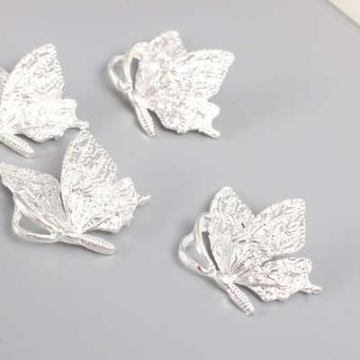 Декор для творчества металл "Полёт бабочки" серебро 3х2,6х0,9 см
