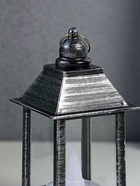 Светодиодная свеча в подсвечнике RISALUX «Фонарь малый», LED-ночник, от батареек 3×LR44, чёрно-серебристый, 6×6×13 см 10228464