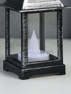 Светодиодная свеча в подсвечнике RISALUX «Фонарь малый», LED-ночник, от батареек 3×LR44, чёрно-серебристый, 6×6×13 см 10228464