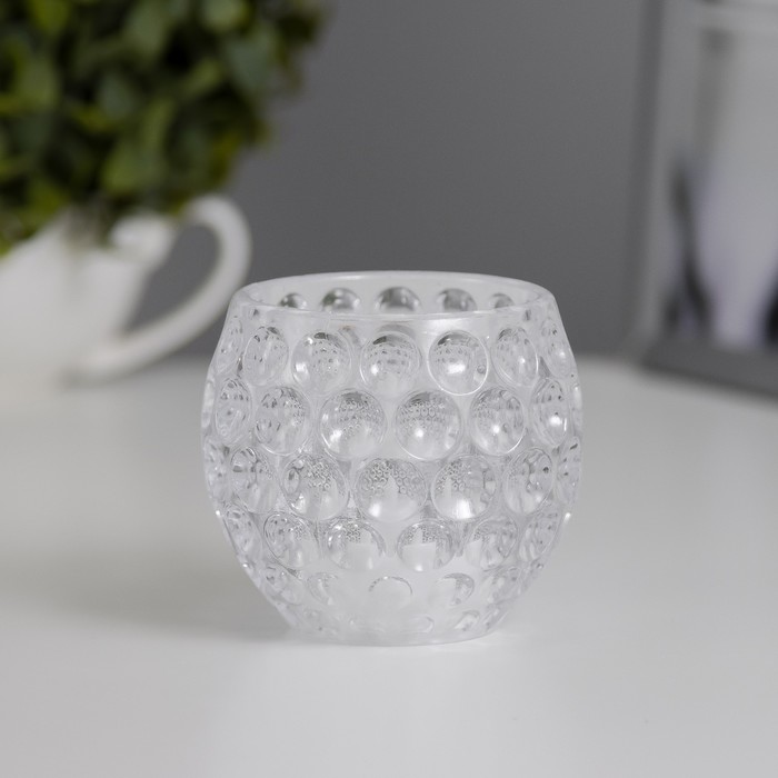 Светодиодная свеча в подсвечнике RISALUX «Стекло», ночник LED, от батареек 3×LR44, 7.5×7.5×7 см - Фото 1