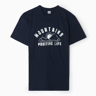 Футболка мужская с принтом, цвет тёмно-синий, размер 52