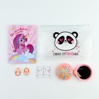 Подарочный набор для девочки «Самая отПАНДная», косметичка, расчёска, наклейки для ногтей, 2 резинки, анкета для девочек А6, МИКС - фото 23743981